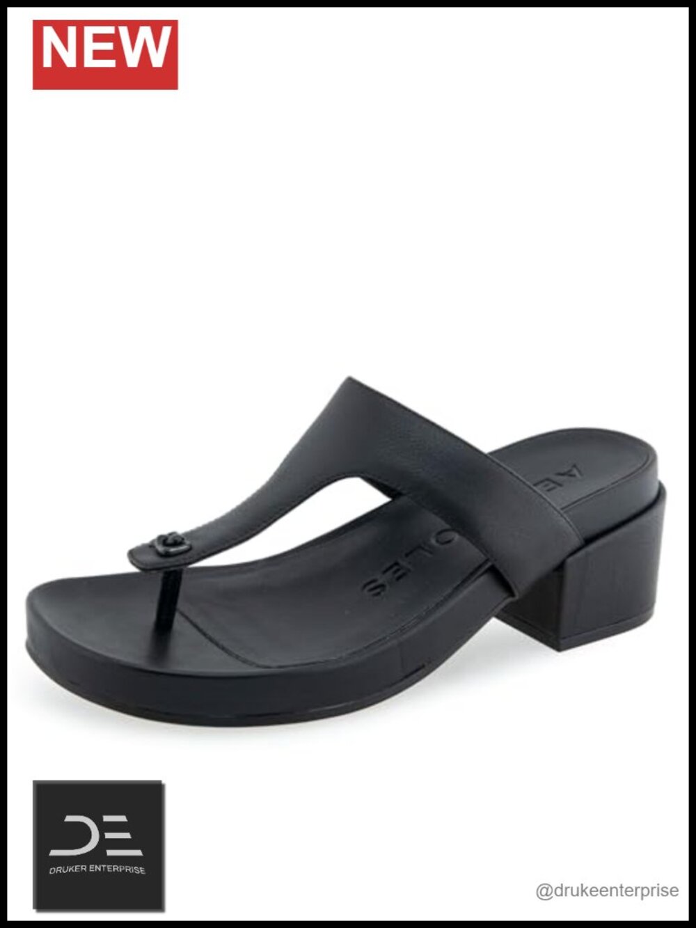 Women's Heeled Slide Sandals with Block Heel and Ankle Strap Leather